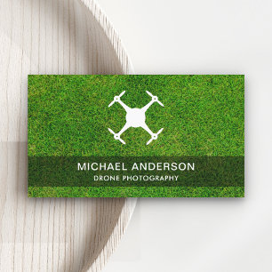 Green Grass Lawn Modern Drone Photography Business Card