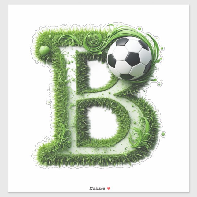 Green Grass Letter B Topiary With Soccer Ball (Sheet)