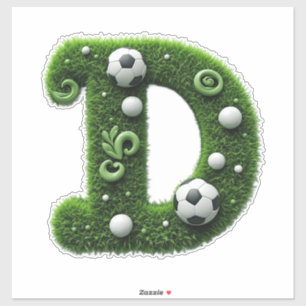 Green Grass Letter D Topiary With Soccer Ball