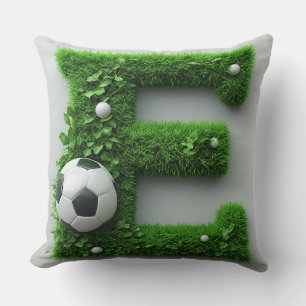 Green Grass Letter E Topiary With Soccer Ball Cushion