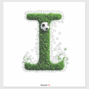 Green Grass Letter I With Soccer Ball