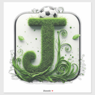 Green Grass Letter J With Soccer Ball