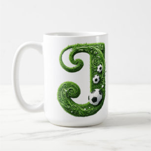 Green Grass Letter J With Soccer Ball Coffee Mug