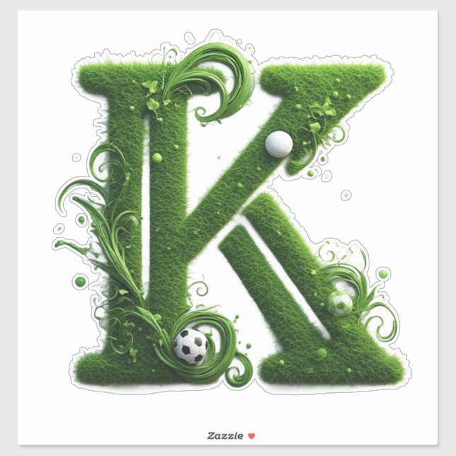 Green Grass Letter K With Soccer Ball (Sheet)