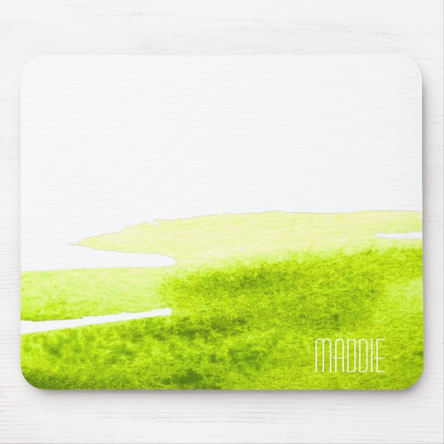 Green grass lime watercolor minimal mouse pad (Front)