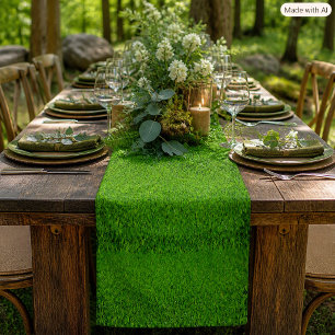 Green Grass Nature Inspired Table Decor Short Table Runner
