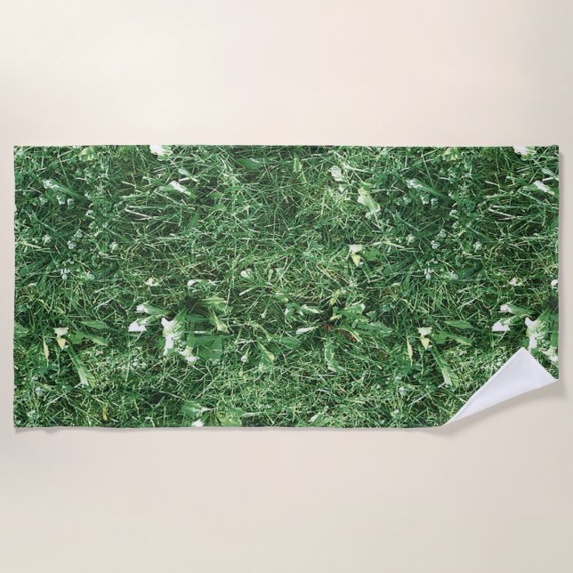 Green Grass Novelty Beach Towel (Front)