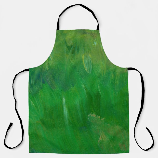 Green grass paint texture. Hand drawn background.  Apron (Front)