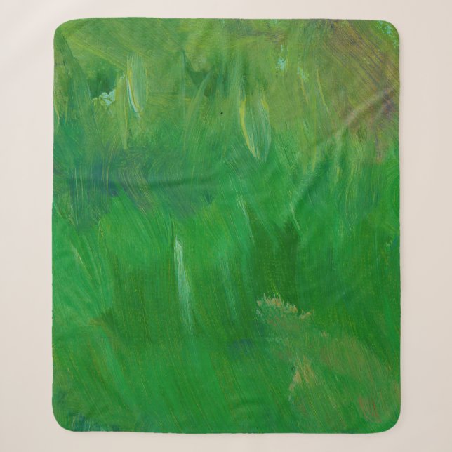 Green grass paint texture. Hand drawn background.  Sherpa Blanket (Front)