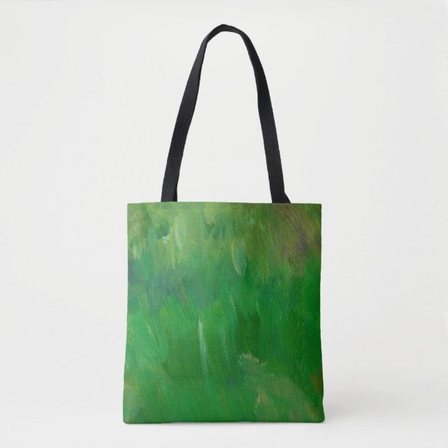 Green grass paint texture. Hand drawn background.  Tote Bag (Front)