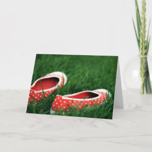 Green Grass Red Polka Dot Photo Note Birthday Card