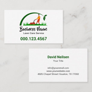 Green Grass Simple Lawn Care Mowing Landscaping Business Card