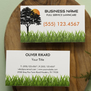 Green Grass Sunset Tree Landscaping Business Card