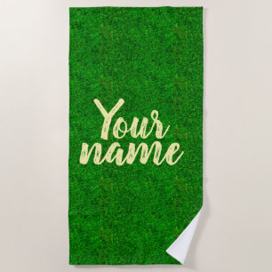Green grass texture from a soccer field beach towel