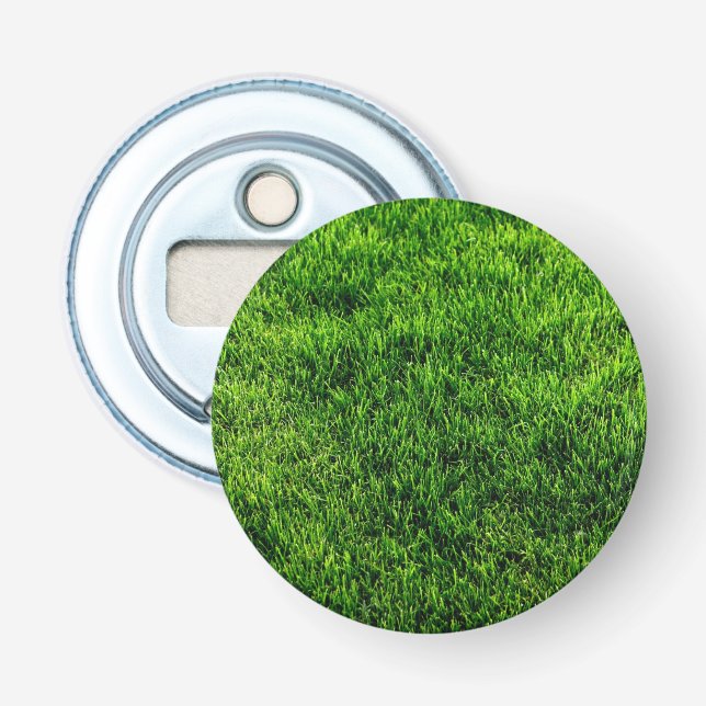 Green grass texture from a soccer field bottle opener (Front)