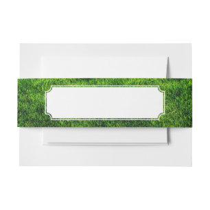 Green grass texture from a soccer field invitation belly band
