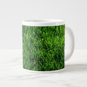 Green grass texture from a soccer field large coffee mug