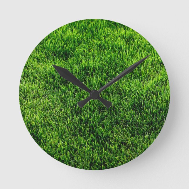 Green grass texture from a soccer field round clock (Front)