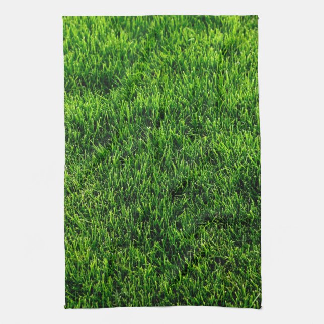Green grass texture from a soccer field tea towel (Vertical)