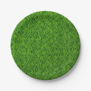 Green grass texture paper plate