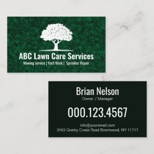 Green Grass Tree Lawn Care Gardening Landscaping Business Card