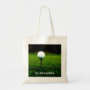 Green Grass Turf and Golf Ball / Tee, Personalised Tote Bag