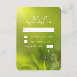 Green grass wedding RSVP cards