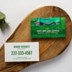 Green Grass Yard Lawn Care Gardening Landscaping Business Card
