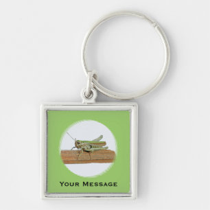Green Grasshopper Cartoon Luggage & Laptop Tag Key Ring