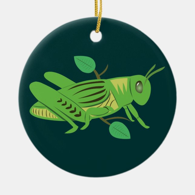 Green Grasshopper Ceramic Tree Decoration (Front)