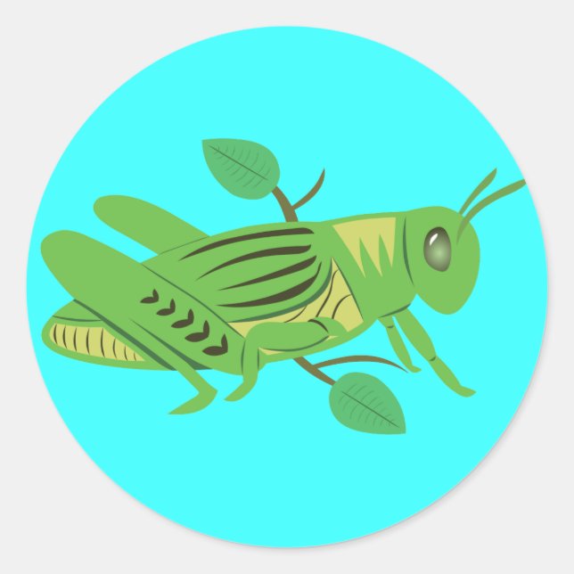 Green Grasshopper Classic Round Sticker (Front)