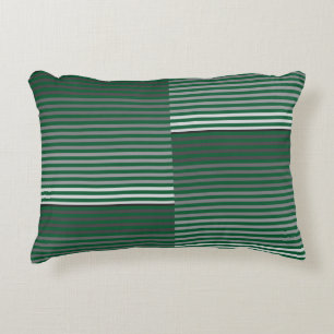 Green, Gray, Black, White Stripes Decorative Cushion