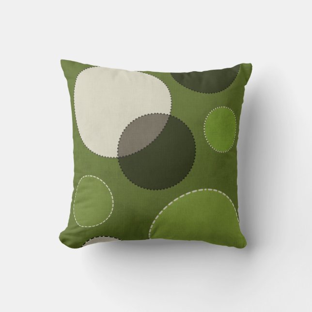 Green Gray Polka Dot Abstract Cushion (Front)