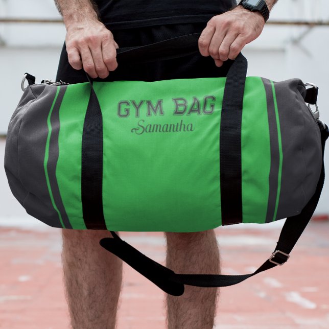 Green & Gray Sport Typography Gym Bag Custom Name (Creator Uploaded)