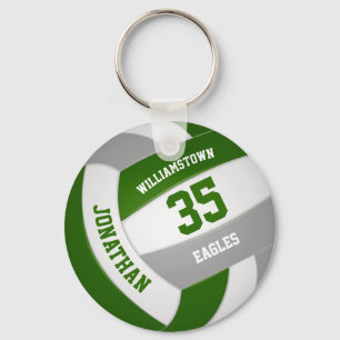 green gray sports team colors volleyball key ring