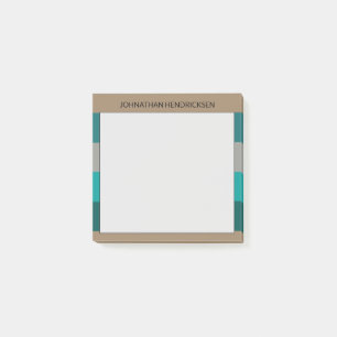 Green Gray Stripe Modern & Masculine Monogram Name Post-it Notes