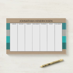 Green Gray Stripe Modern & Masculine Monogram Name Post-it Notes