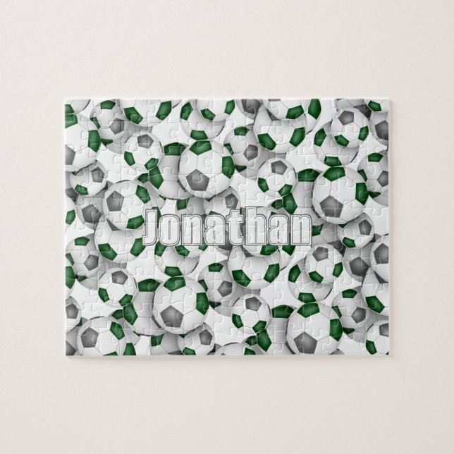green gray team colors boys girls soccer jigsaw puzzle (Horizontal)
