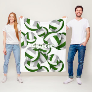 green gray volleyballs girls sports room decor fleece blanket