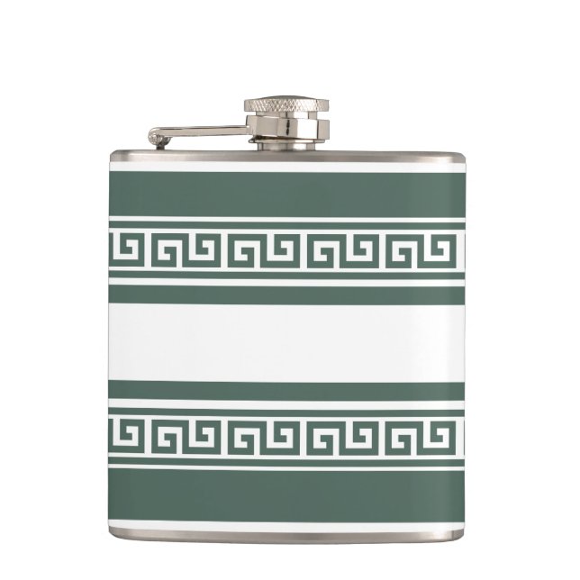 Green Greek Key Flask (Front)