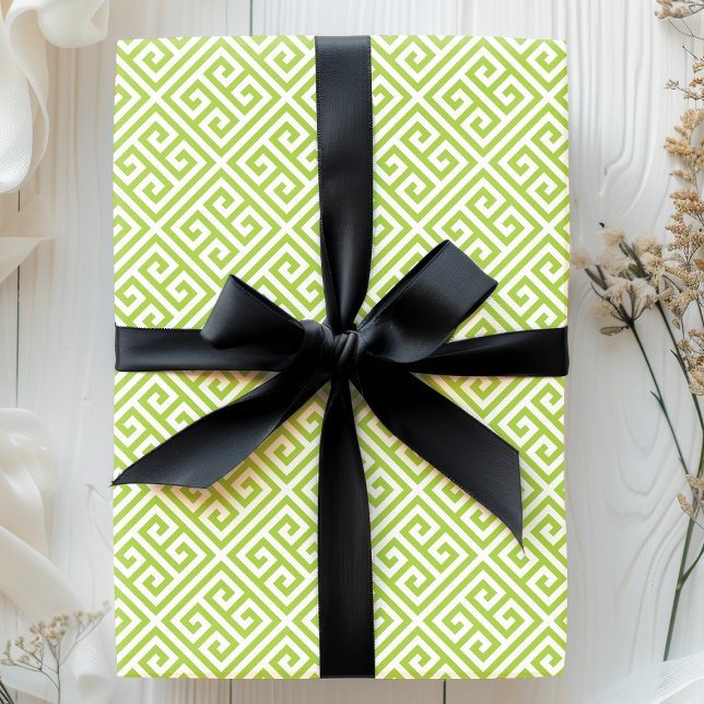 Green Greek Key Maze Wrapping Paper (Creator Uploaded)