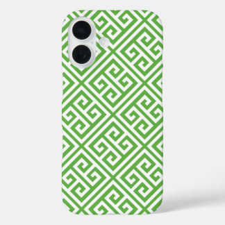 Green Greek Key Pattern iPhone 16 Case