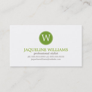 Green Greek Key Pattern Monogram Business Card