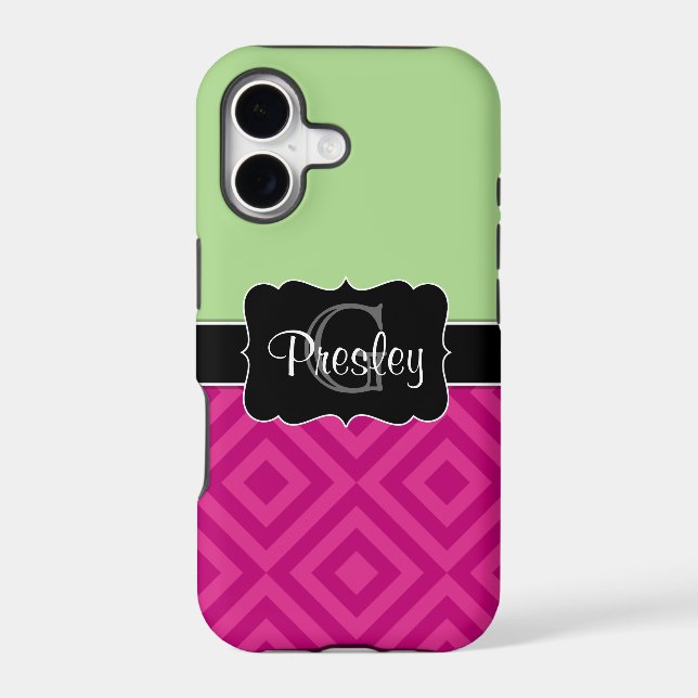Green Green Dual Pattern monogrammed iPhone5 case (Back)