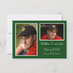 Green/Grey 2 Photo Collage - 3x5 Grad Announcement