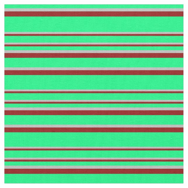 Green, Grey, and Dark Red Coloured Pattern Fabric (Close Up)