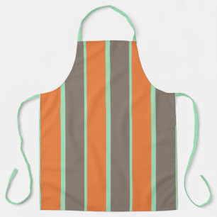 Green, grey and orange stripes pattern apron