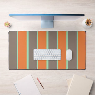 Green, grey and orange stripes pattern desk mat