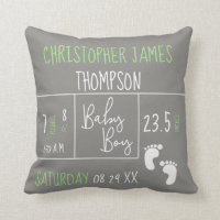 Green Grey Baby Boy photo Birth stat Announcement