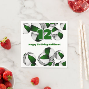 green grey basketballs girls boys sports party napkin